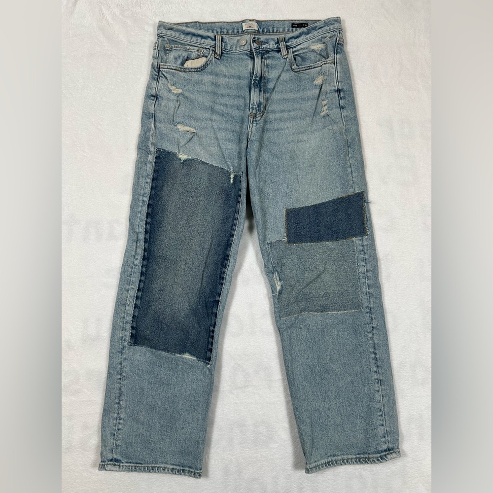 Faherty Patchwork Boyfriend High Waisted Jeans Women's Size 30 Ankle Length